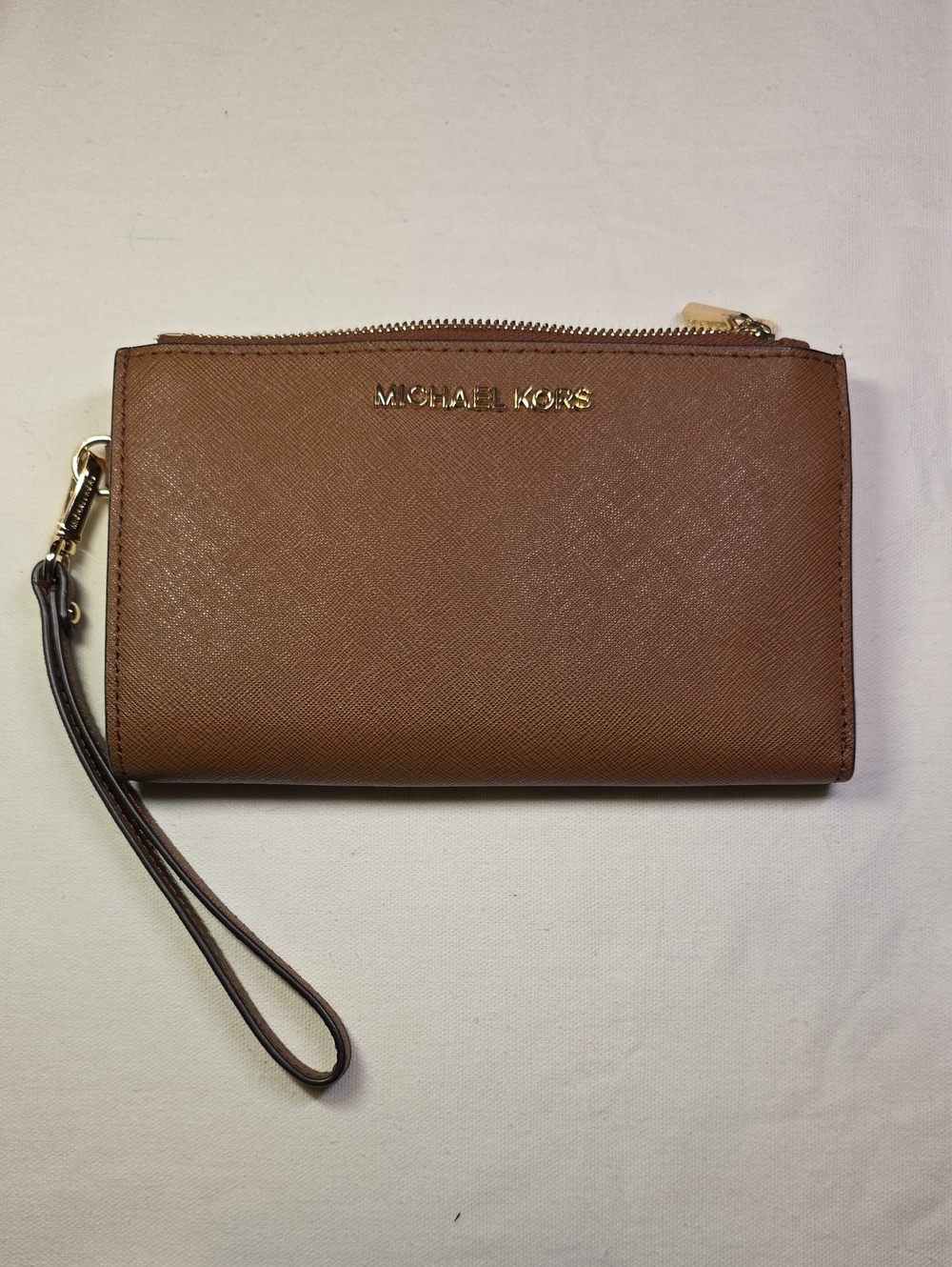 Michael Kors Brown Saffiano Leather Wristlet